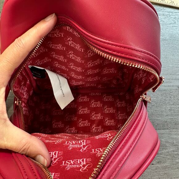 Loungefly Disney Beauty and the Beast Winter Scene Backpack Red - Picture 6 of 7